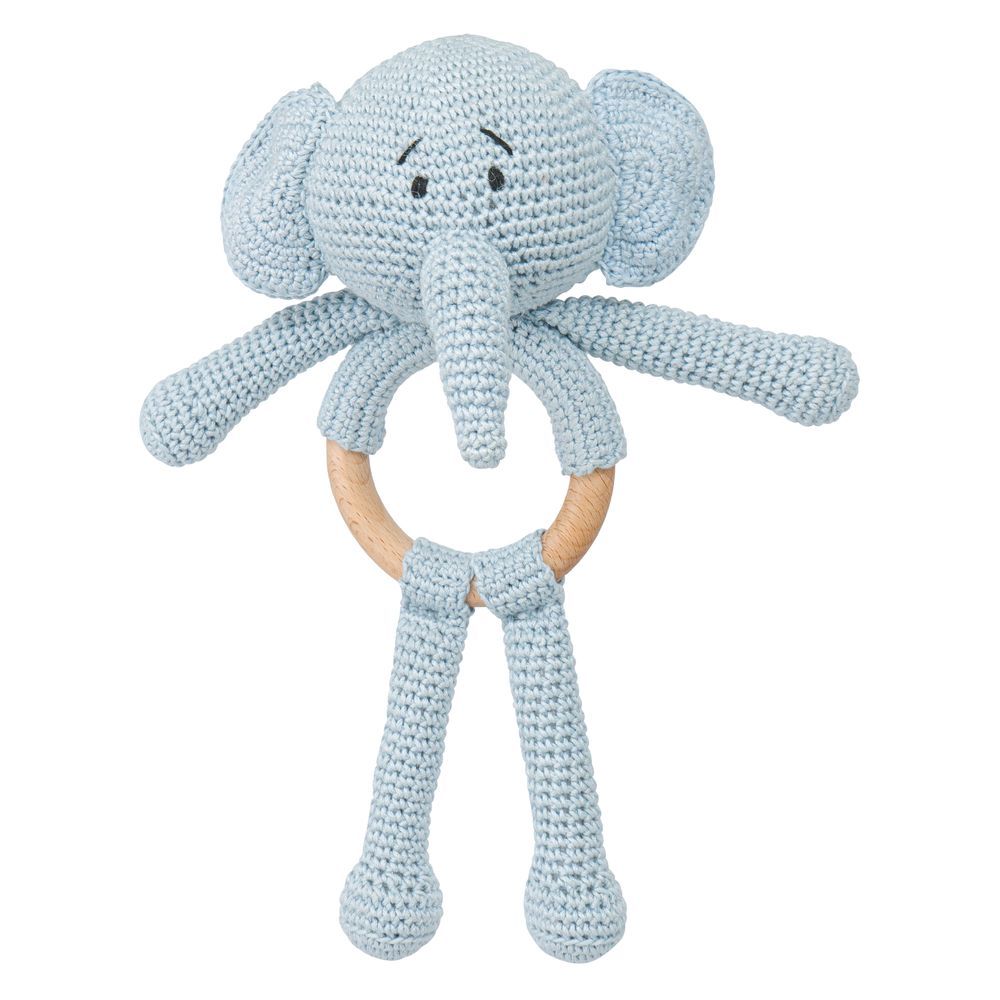 Moon - Handcrafted Crochet Toy With Teething Ring - Elephant