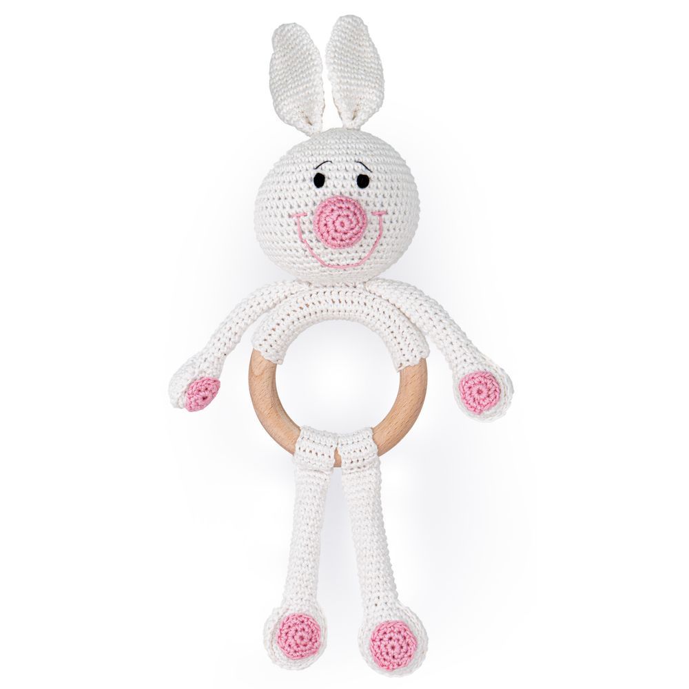 Moon - Handcrafted Crochet Toy With Teething Ring - Bunny