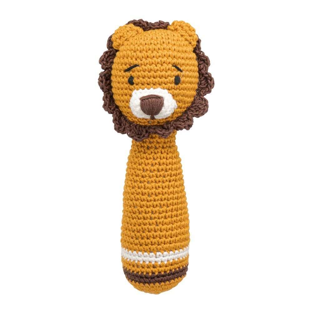Moon - Handcrafted Crochet Knitted Loop Rattle Toy - Tiger