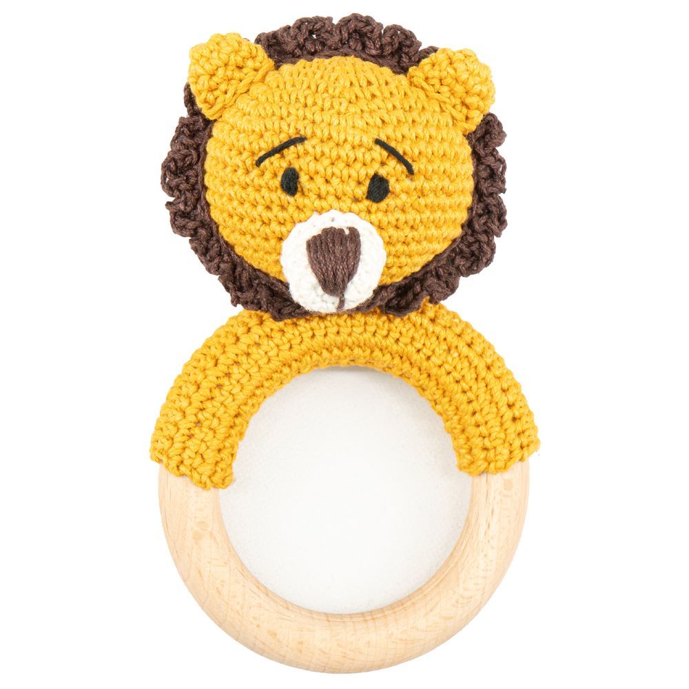 Moon - Handcrafted Crochet Ring Rattle Toy - Tiger