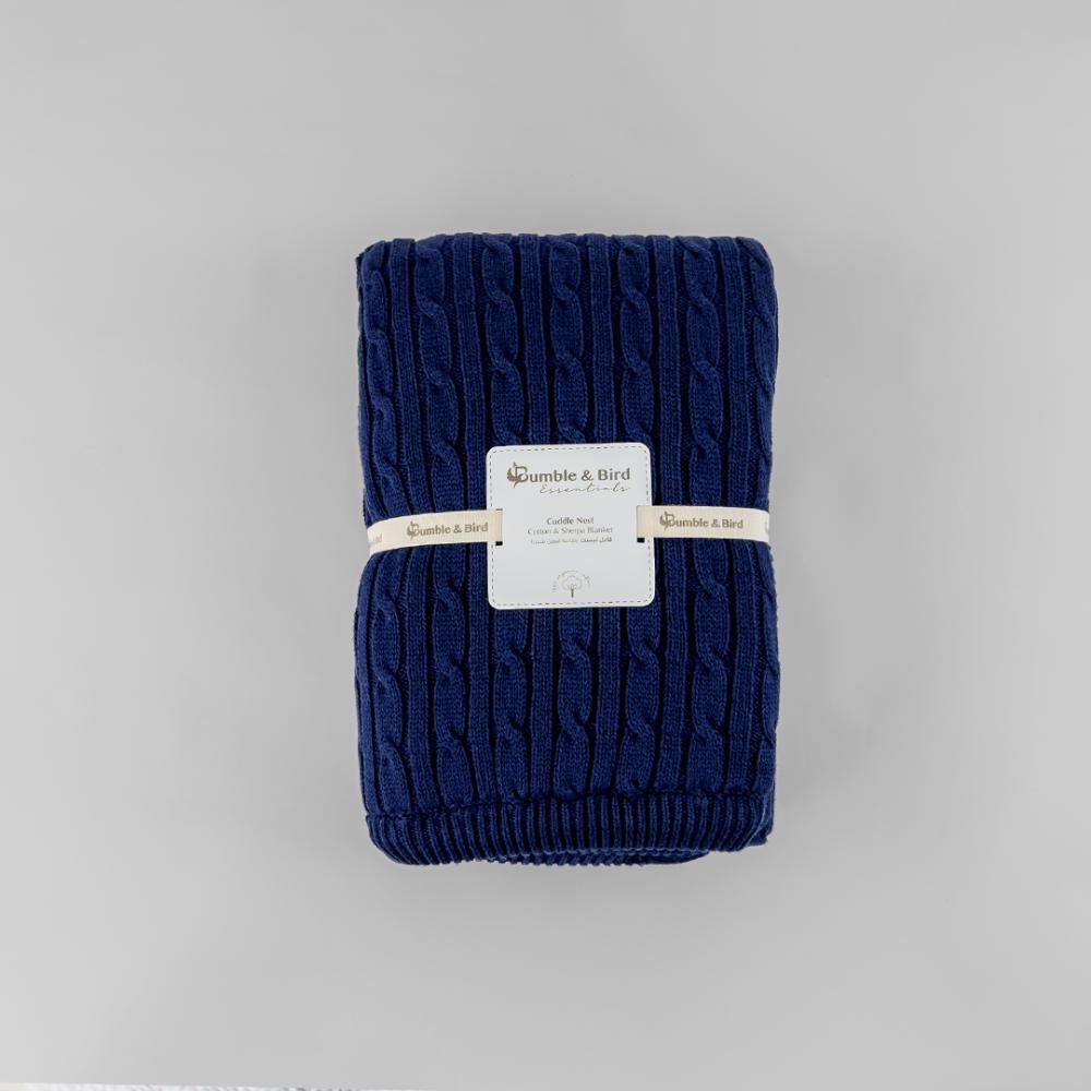 Bumble & Bird - Knitted Blanket With Sherpa Back - Blue