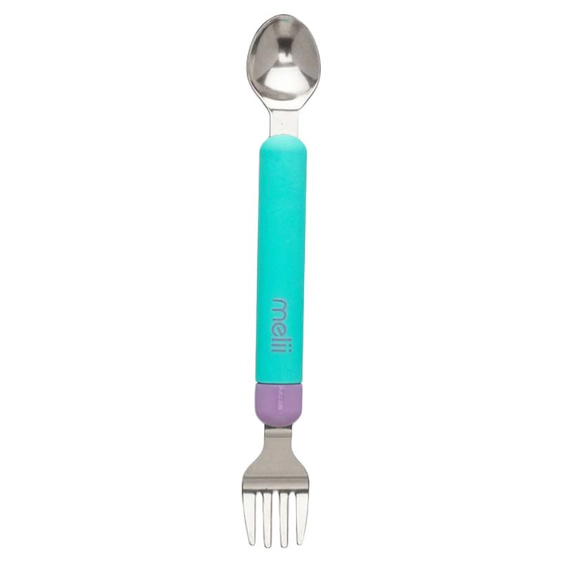 Melii - Detachable Spoon & Fork With Carrying Case - Green & Grey
