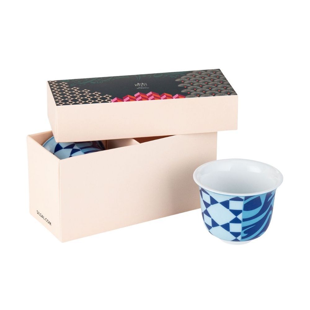 SILSAL - Silsal X Maison Mishmashi Bahja Arabic Coffee Cups -  Blue - 2 Pcs