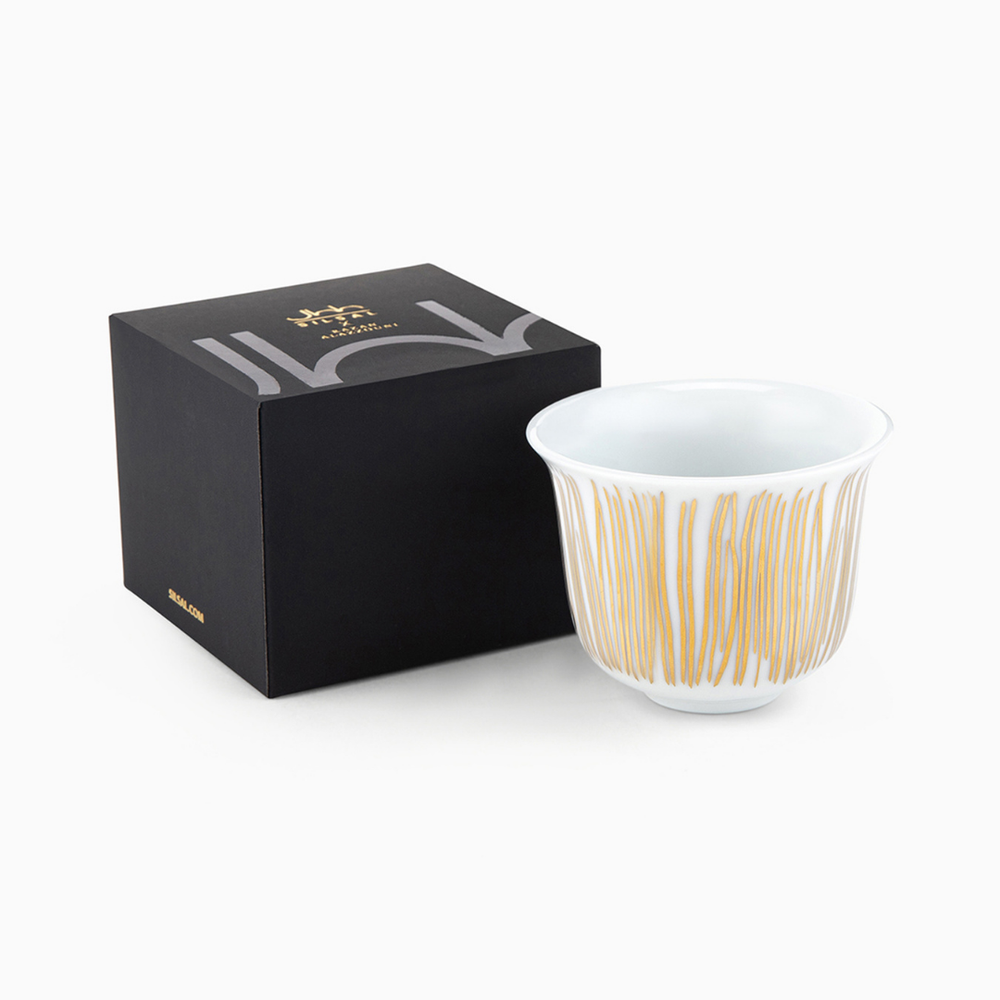 Silsal - Razan Alazzouni Tamrah Arabic Coffee Cup - Golden Stripes