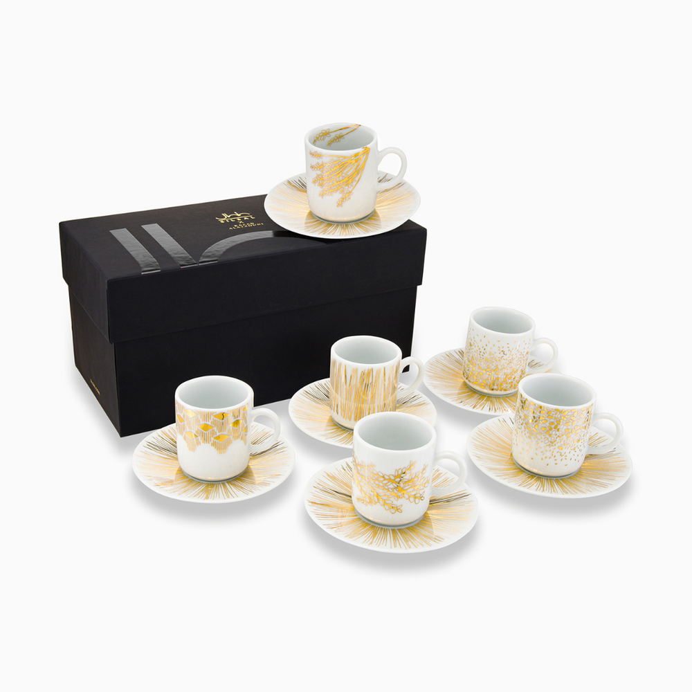 Silsal - Razan Alazzouni Tamrah Turkish Coffee Cups and Saucers Set Of 6