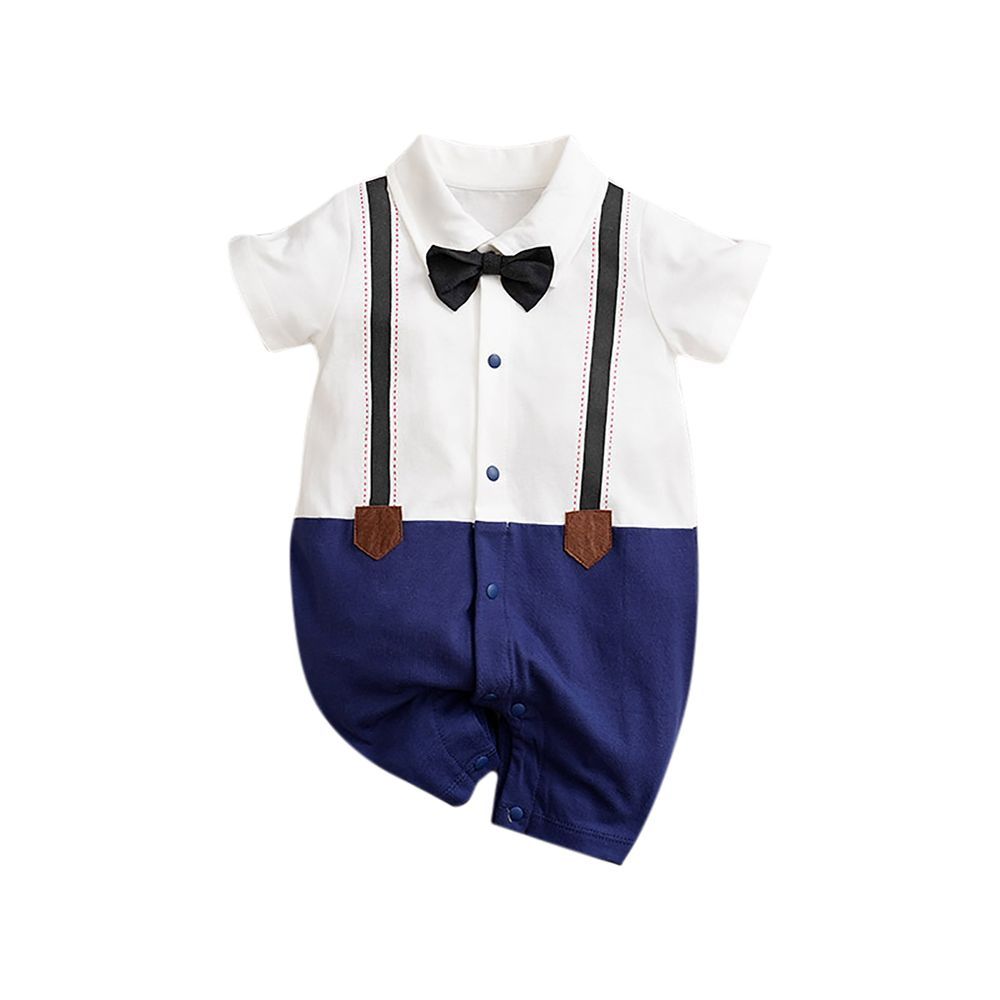 Sugar Rush - Printed Regular Baby Romper - White/Blue