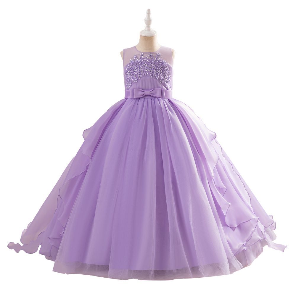 Sugar Rush - Girl's Embellished Sleeveless Party Dress - Purple