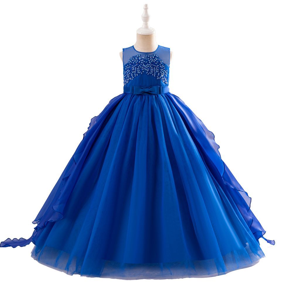 Sugar Rush - Girl's Embellished Sleeveless Party Dress - Blue