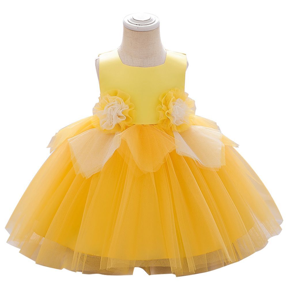 Sugar Rush - Solid Sleeveless Party Dress - Yellow