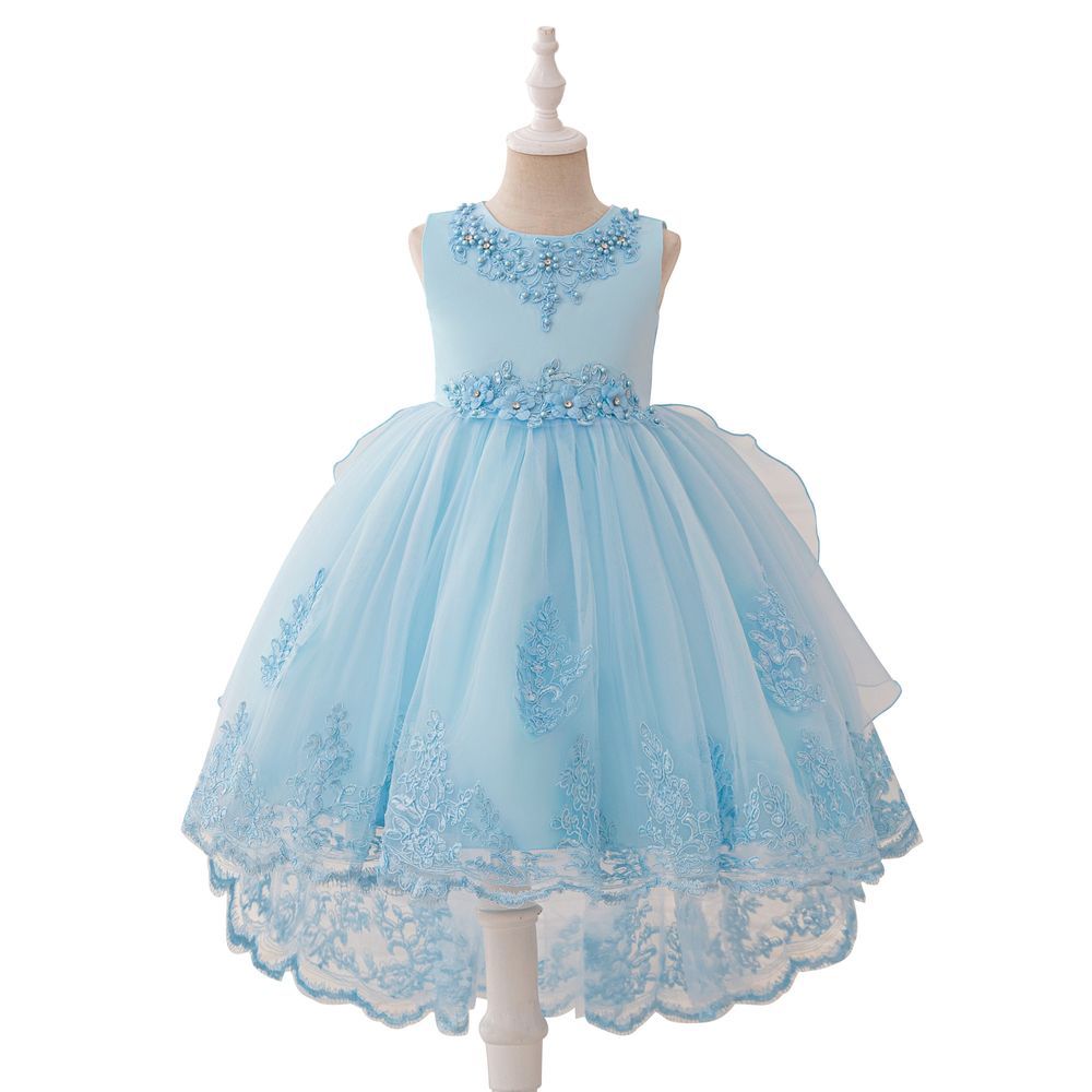 Sugar Rush - Girl's Embellished Regular Sleeveless Dress - Blue
