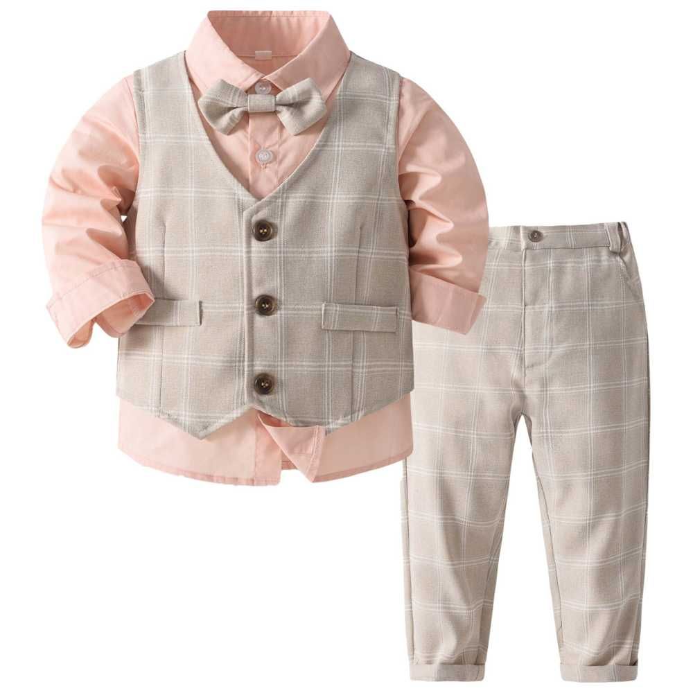 Sugar Rush - 4pc-Set - Classic Shirt, Waistcoat, Bowtie & Pants - Beige