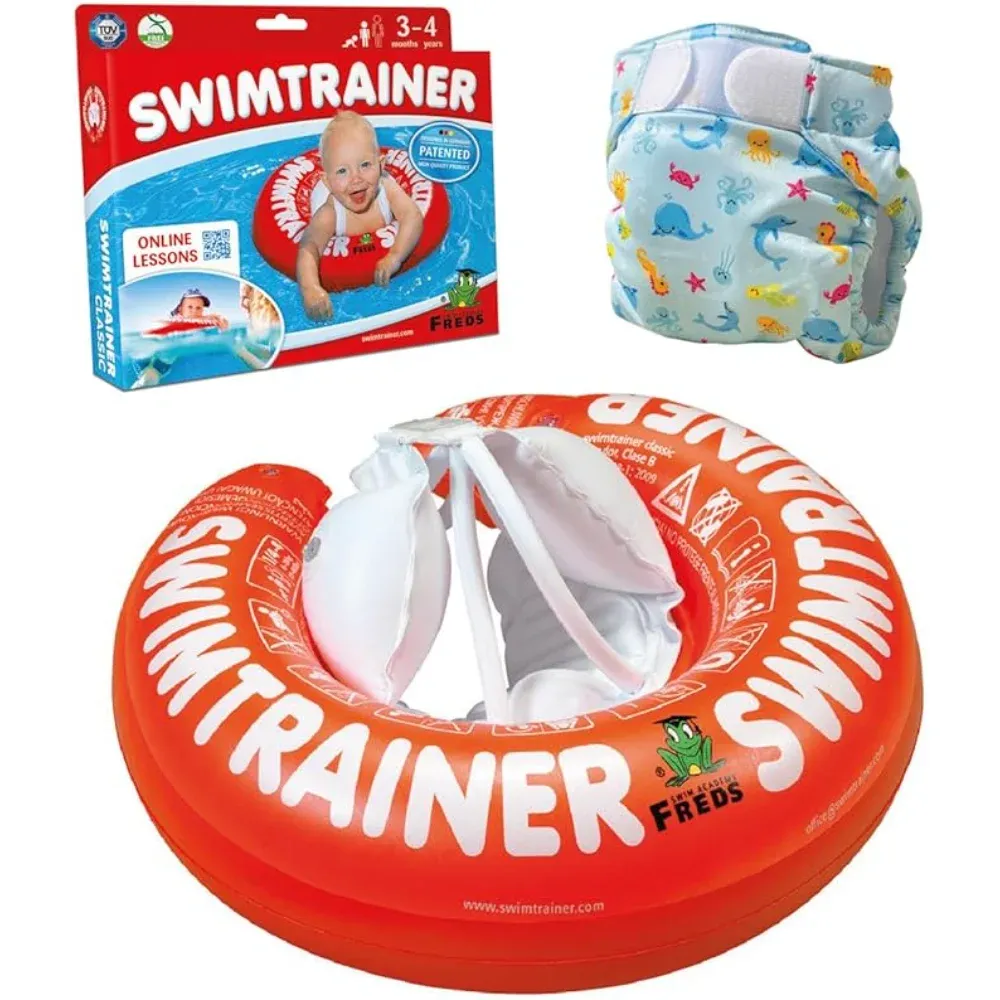 Freds Swim Academy - Swim Tube & Swim Diaper - Size 1 - 4-9 kg - Red/Blue