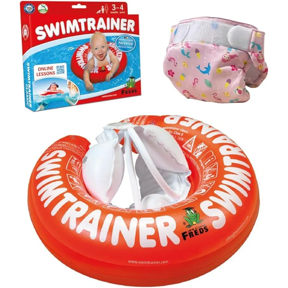 Freds Swim Academy - Swim Tube & Swim Diaper - Size 1 - 4-9 kg - Red/Pink