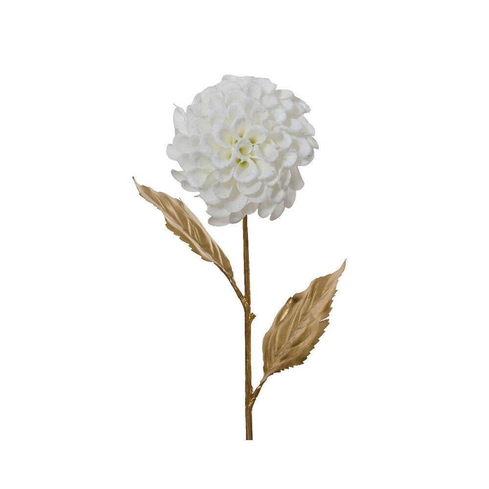 Kaemingk - White Dahlia with Snow Finish - 1pc