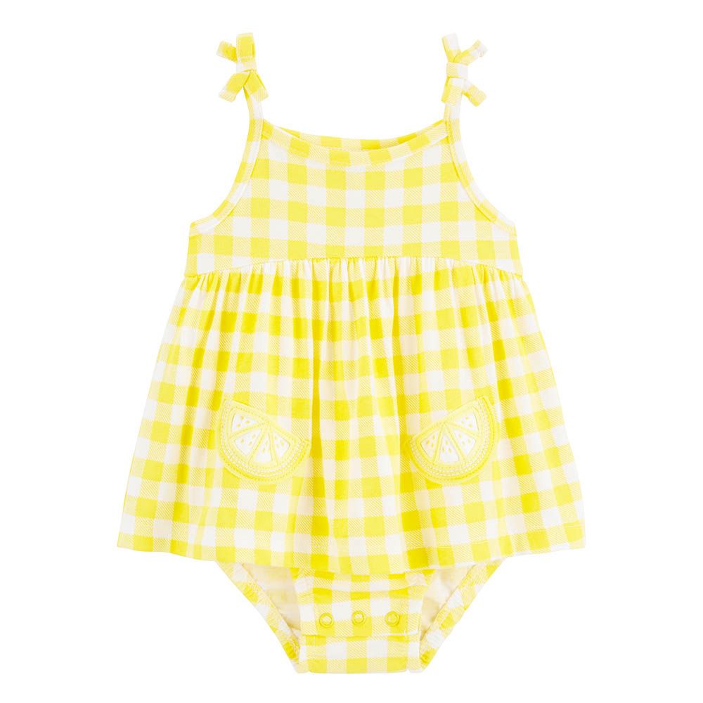 Carters - Girls Lemon Gingham Sunsuit - Yellow