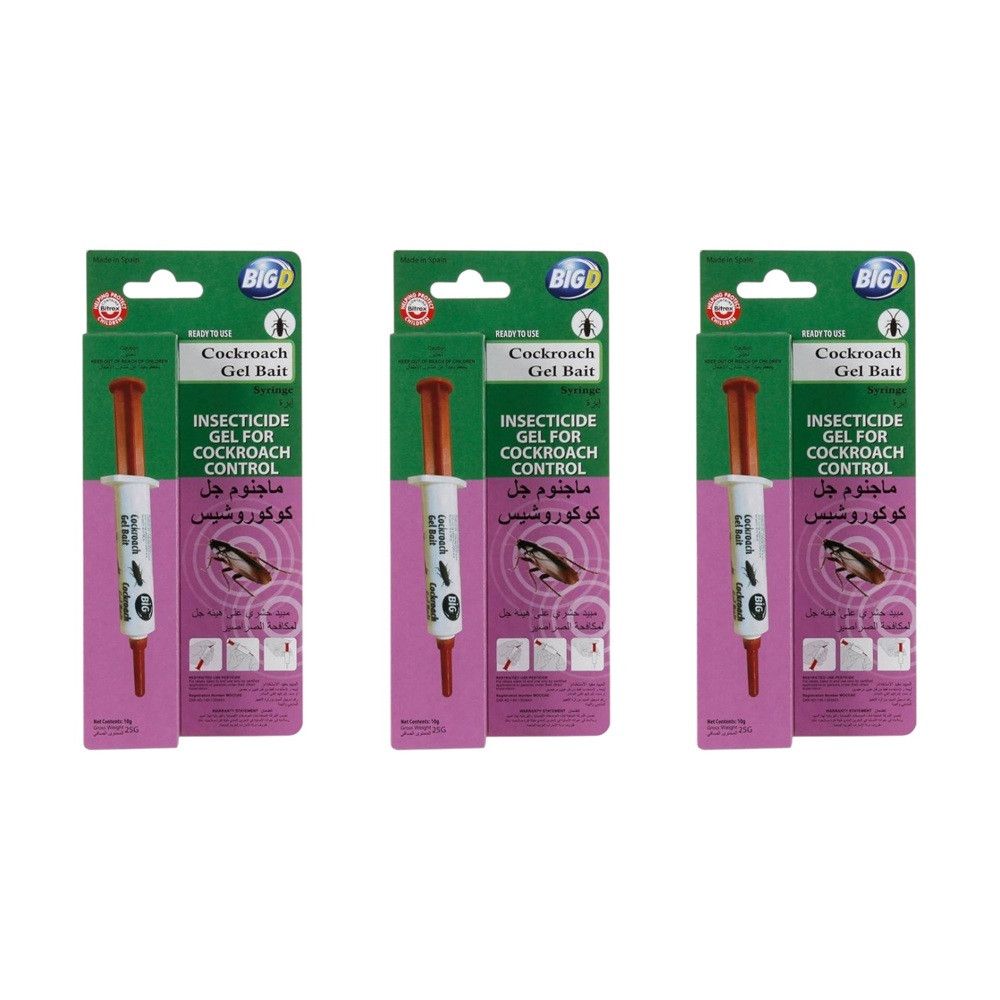 Big D - Cockroach Gel Bait Syringe - Pack of 3 - 10 gm