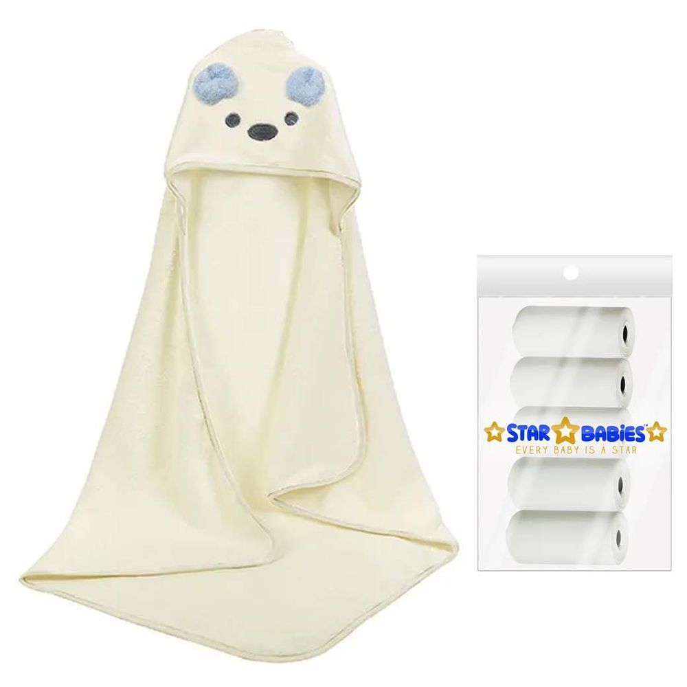 Star Babies - Scented Bag 5pcs With Microfiber Hooded Towel - White