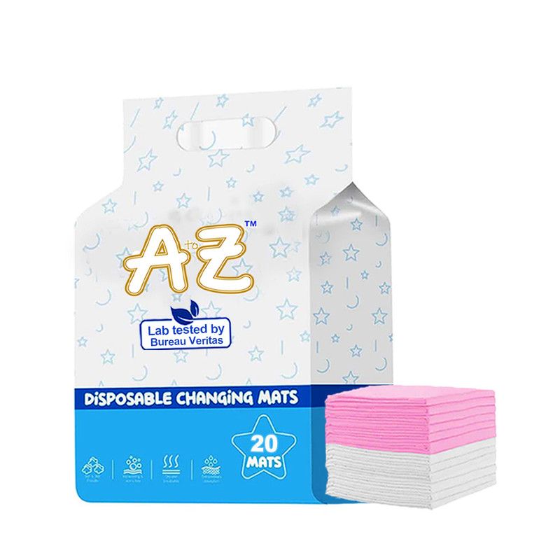 A To Z - Disposable Changing Mats - Pack of 20 - White/Pink - Large