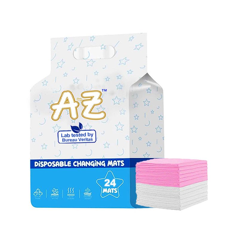 A To Z - Disposable Changing Mats - Pack of 24 - White/Pink - Large