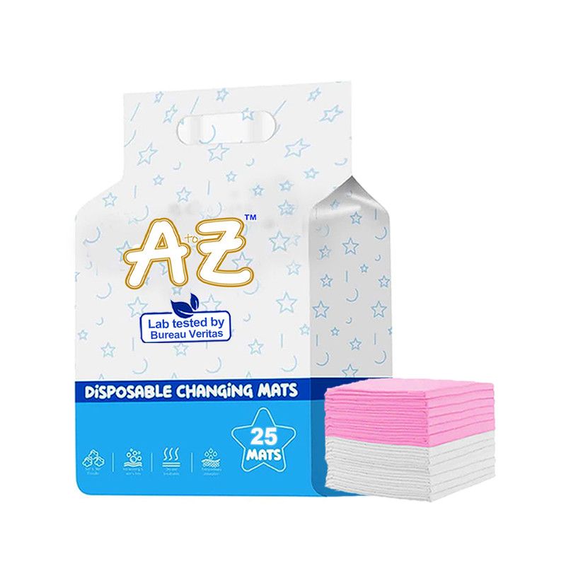 A To Z - Disposable Changing Mats - Pack of 25 - White/Pink - Large