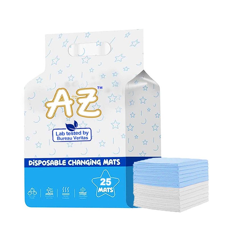A To Z - Disposable Changing Mats - Pack of 25 - White/Blue - Large