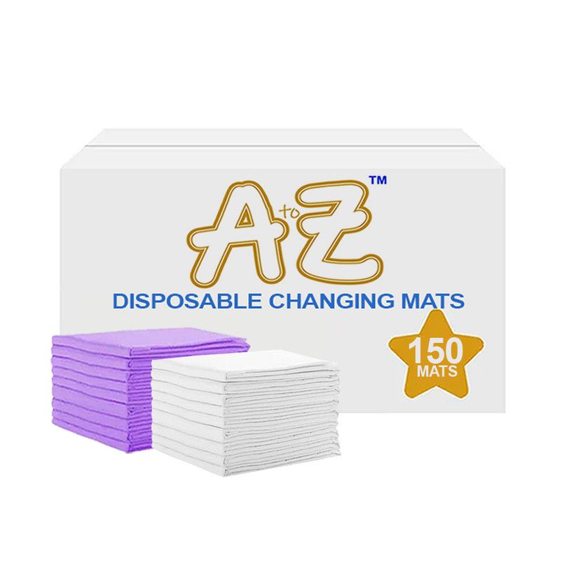 A To Z - Disposable Changing Mats - Pack of 150 - White/Lavender - Large