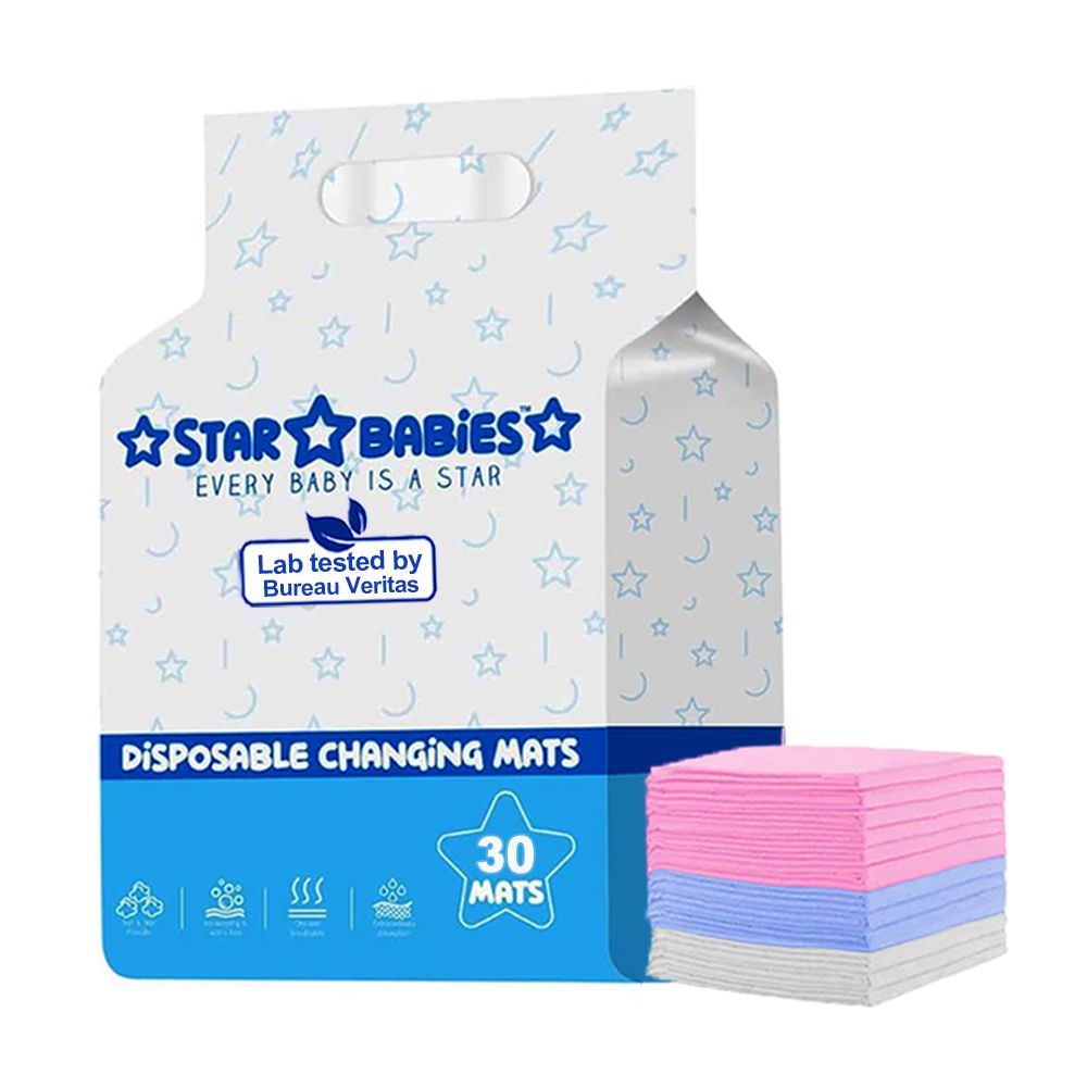 Star Babies - Disposable Changing Mats - 30 Pcs - Pink/Blue/White