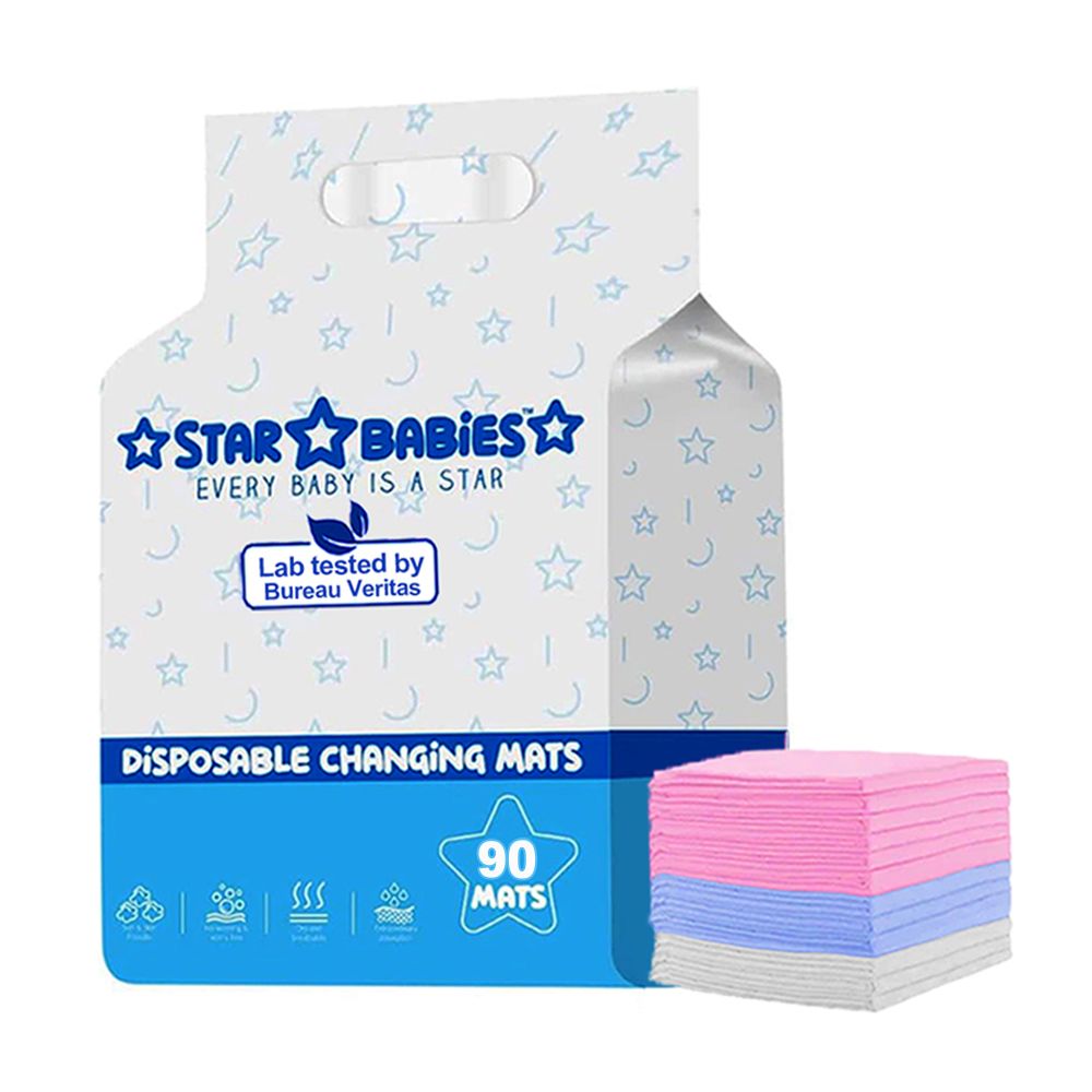 Star Babies - Disposable Changing Mats - 90 Pcs - Pink/Blue/White