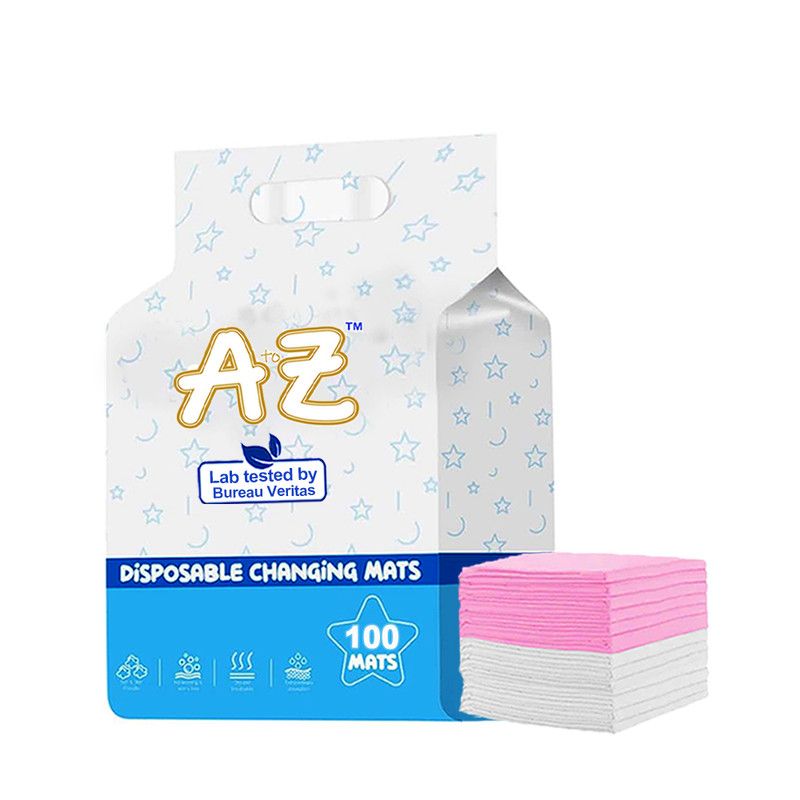 A To Z - Disposable Changing Mat - Pack of 100 - White/Pink - Large