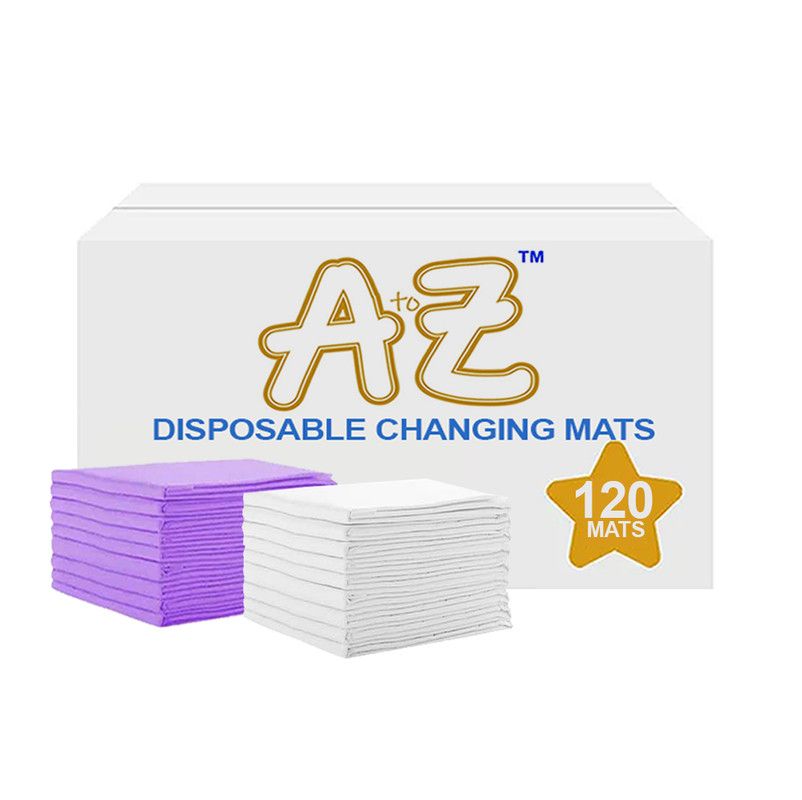 A To Z - Disposable Changing Mats - Pack of 120 - White/Lavender - Large