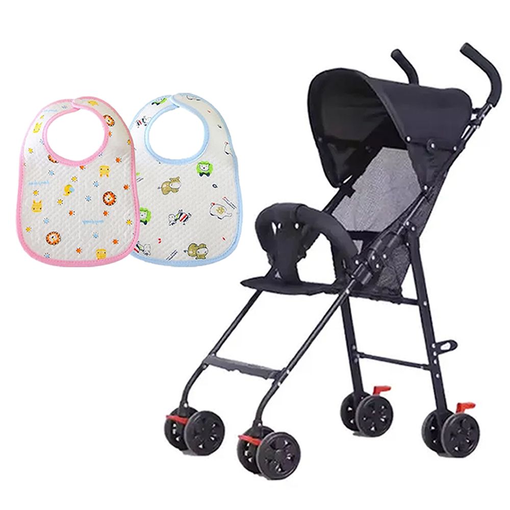 Star Babies - Light Weight Baby Stroller With Cotton Bibs - 2 Pcs - Multicolor
