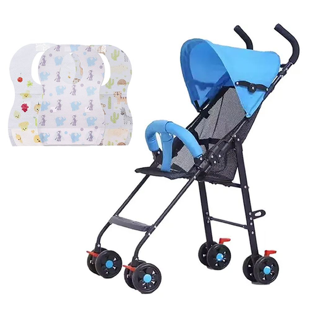 Star Babies - Light Weight Baby Stroller With Disposable Bibs - 25 Pcs - Blue