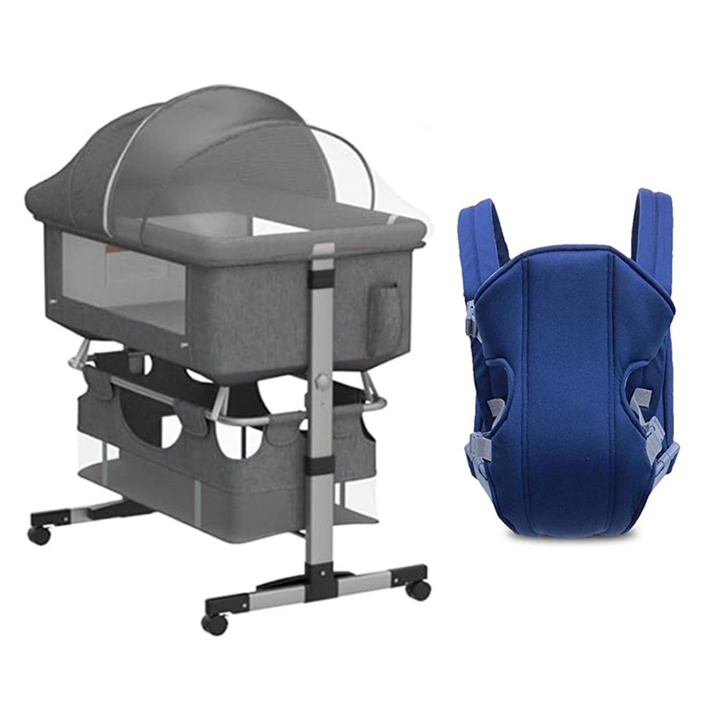 Star Babies - 3-In-1 Adjustable Bedside Crib Combo Set - Grey/Blue
