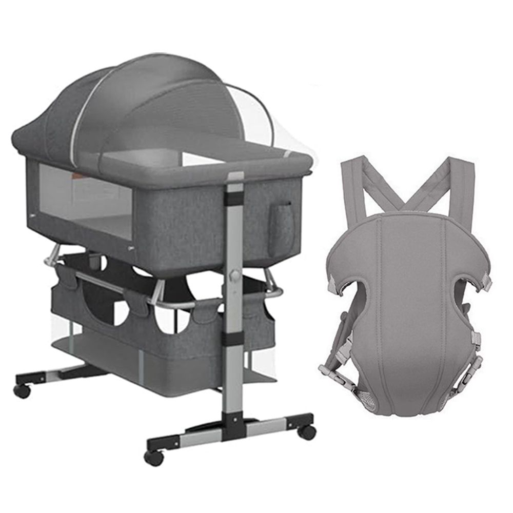 Star Babies -  3-In-1 Adjustable Bedside Crib Combo Set - Grey