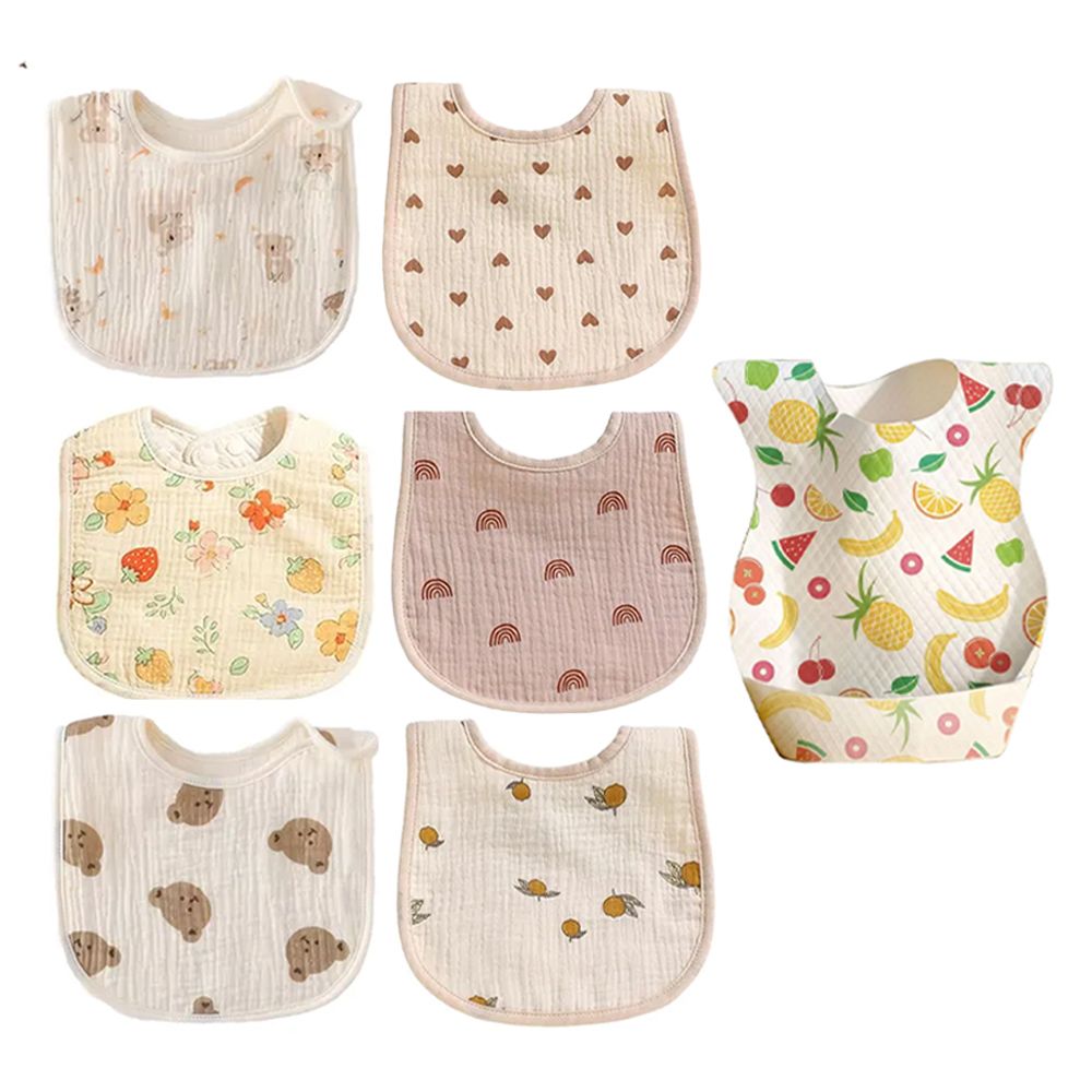 Star Babies - Baby Cotton And Disposable Bib Set - Multicolor - 36 Pcs