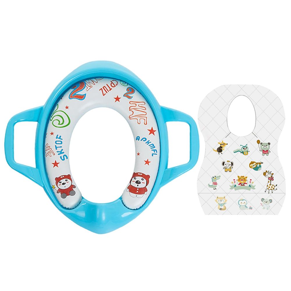 Star Babies - Disposable Bib And Potty Training Seat With Handle Set - Blue/White - 11 Pcs