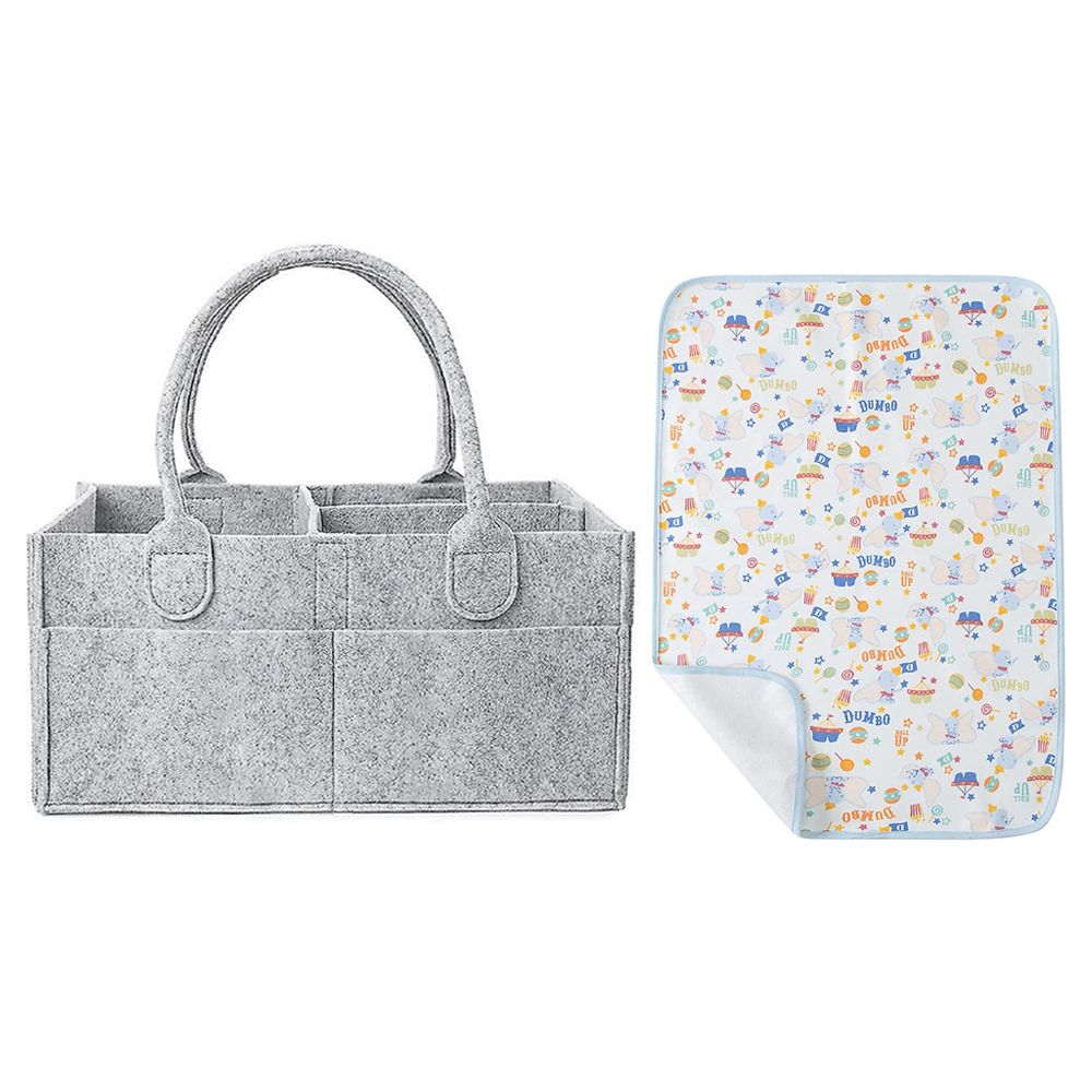 Star Babies - Reusable Changing Mat & Diaper Caddy Organizer Set - Dumbo - 2 Pcs