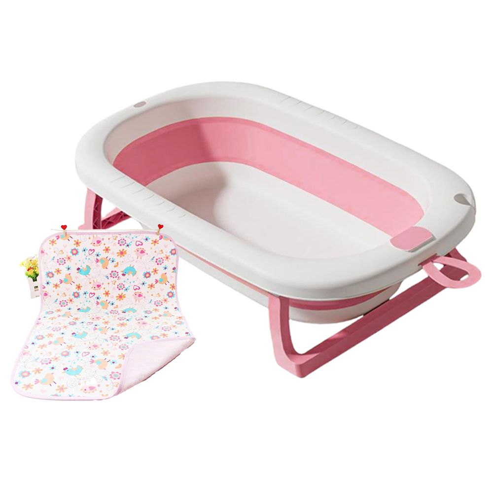 Star Babies - Foldable Bathtub With Reusable Changing Mat - Pink