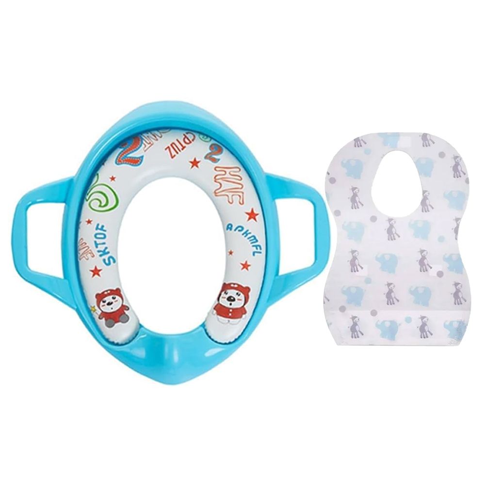 Star Babies - Disposable Bib And Potty Training Seat With Handle Set - Blue/White - 21 Pcs
