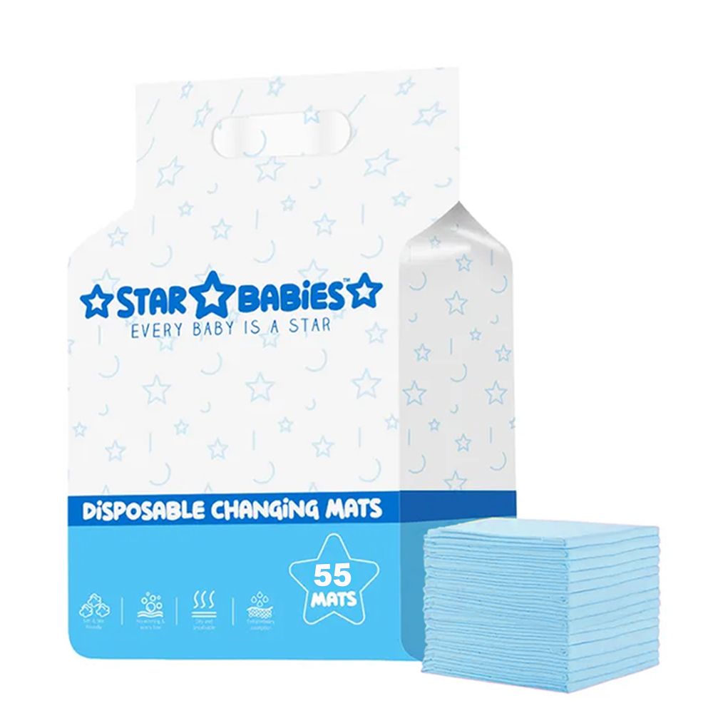 Star Babies - Disposable Changing Mats - Blue - 33x45 cm - 55 Pcs