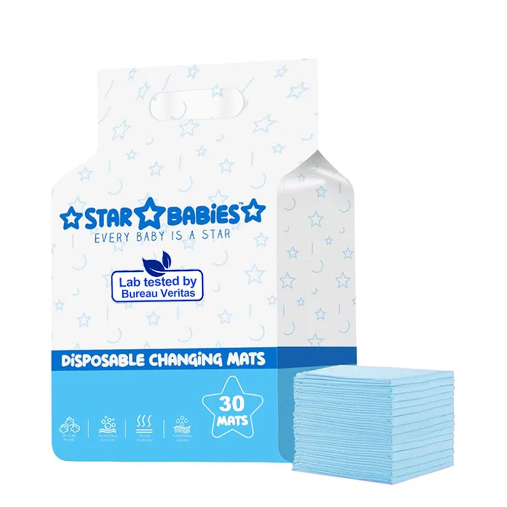 Star Babies - Disposable Changing Mats - Blue - 30 Pcs
