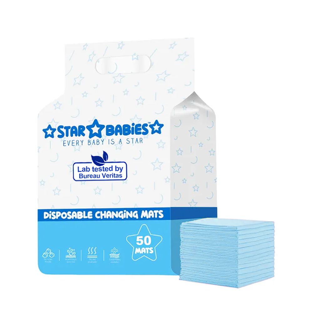 Star Babies - Disposable Changing Mats - Blue - 50 Pcs