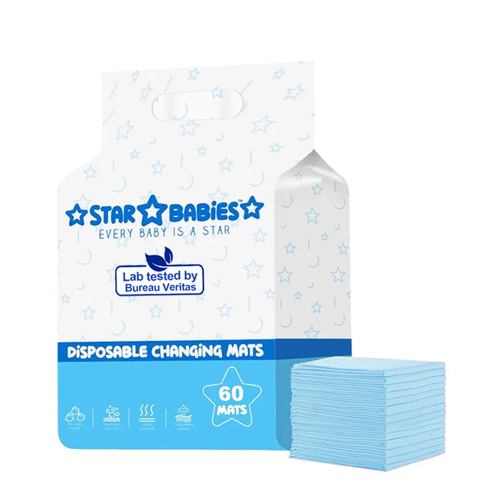 Star Babies - Disposable Changing Mats - Blue - 60 Pcs