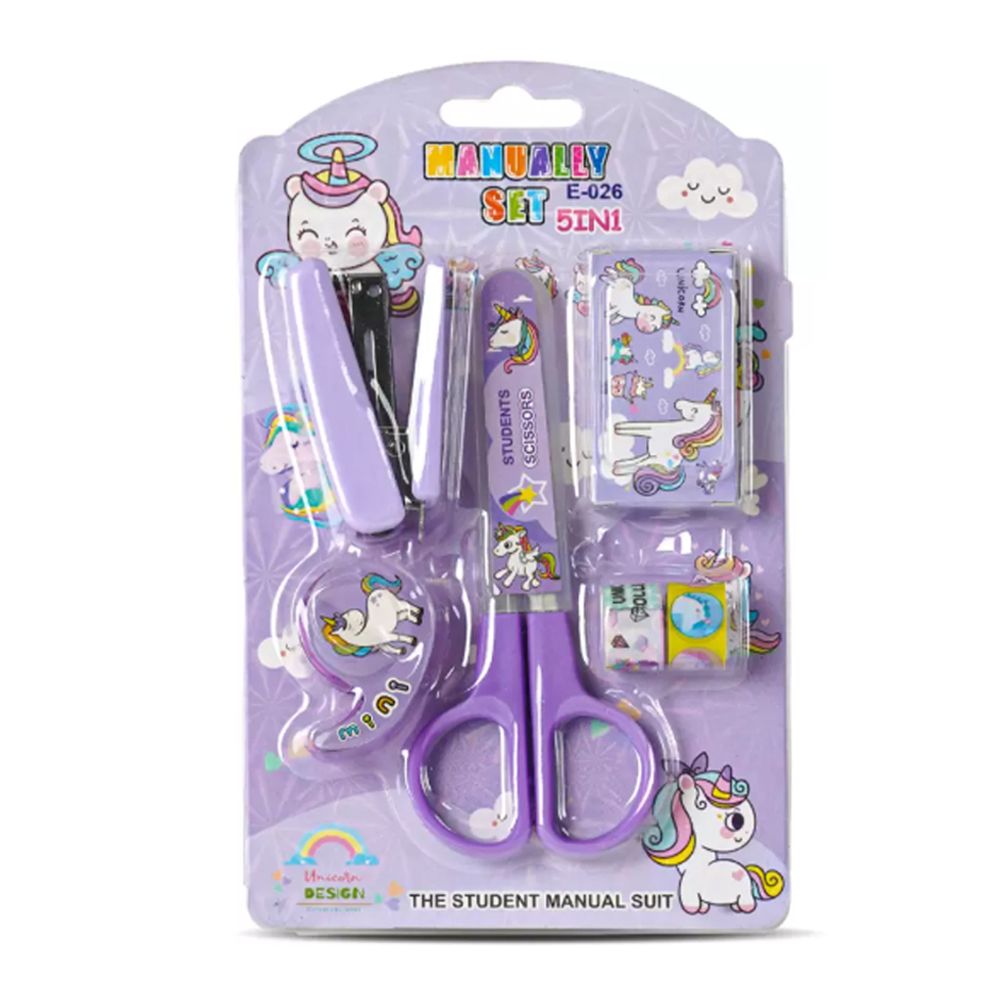 Star Babies - 5-In-1 Stationery Set - Unicorn - Purple