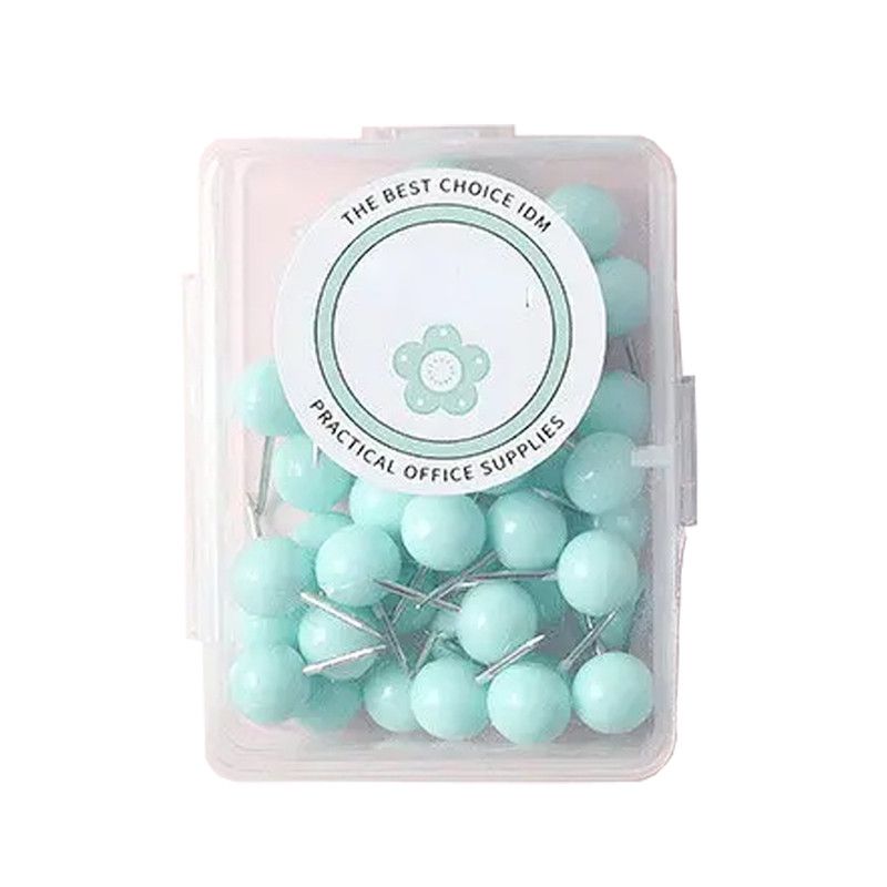 Star Babies - Small Push Pins With Storage Box - Green - 40 Pcs