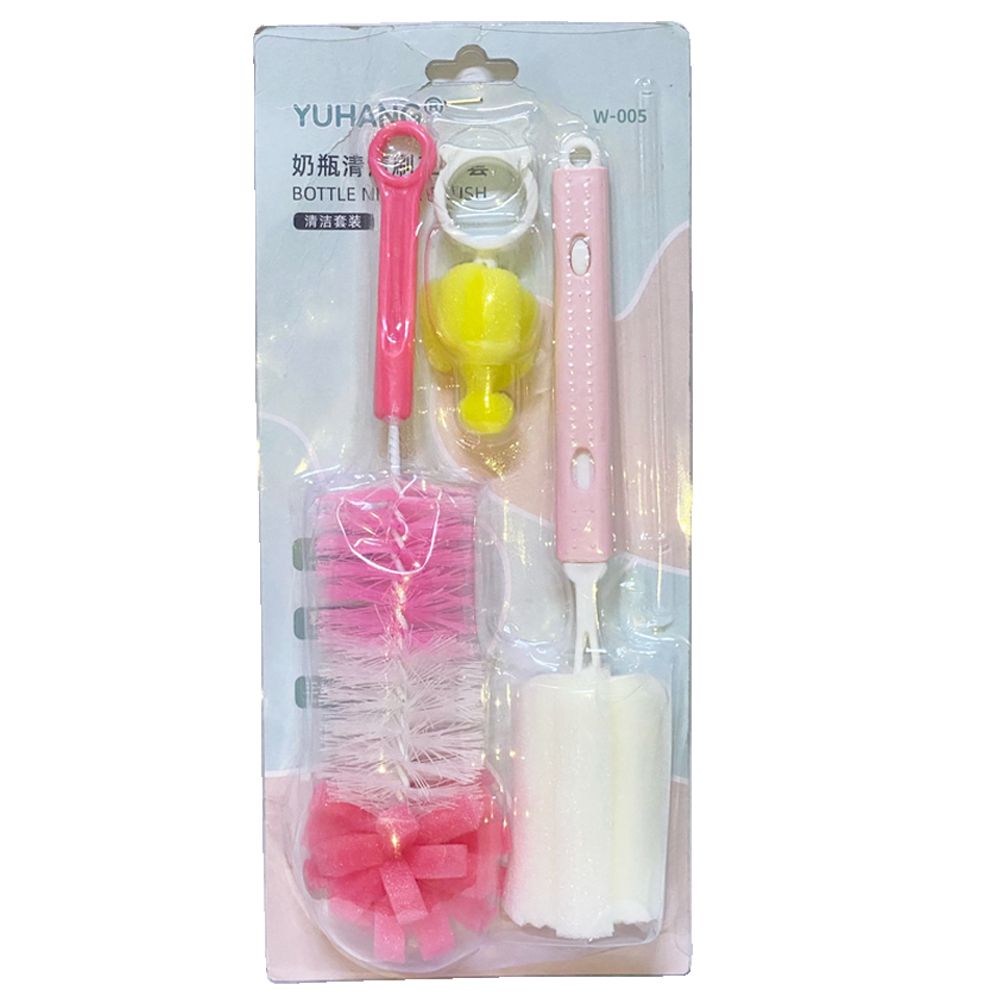 Star Babies - Baby Feeding Bottle Cleaning Set - Pink - 3 Pcs