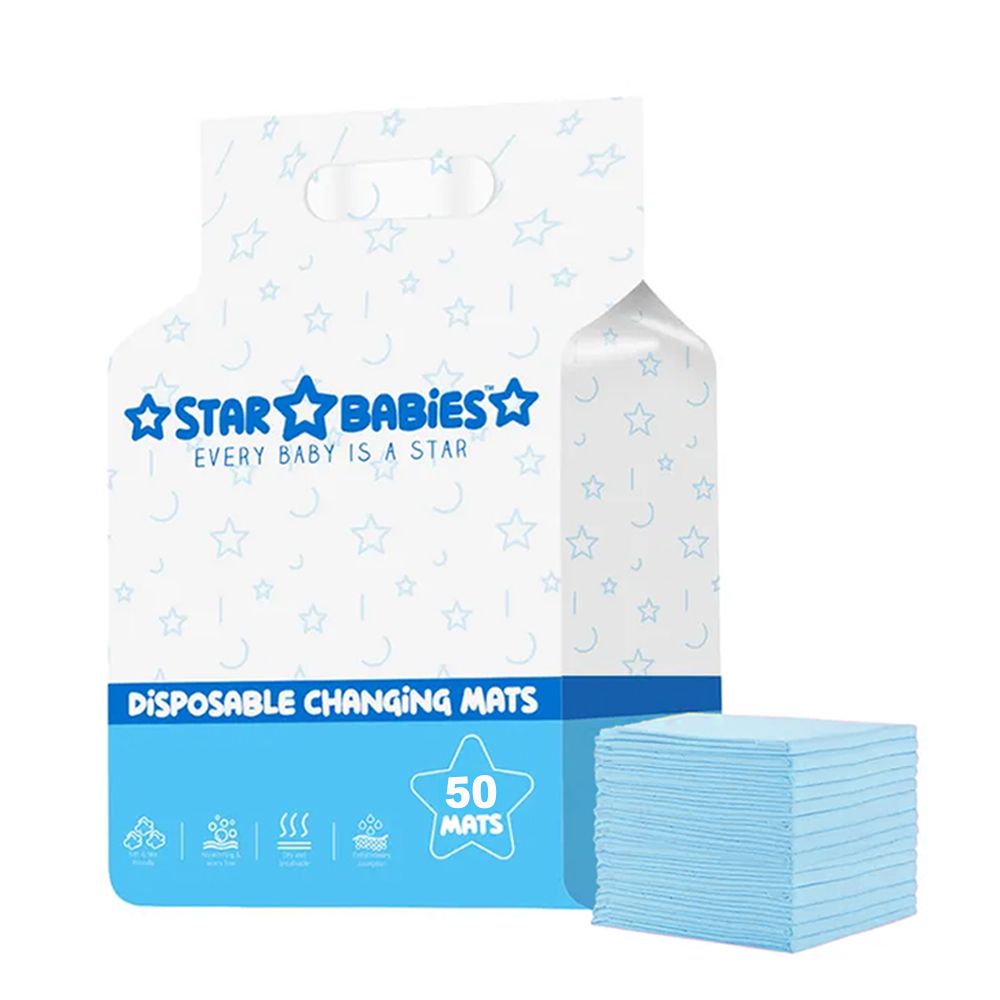 Star Babies - Disposable Changing Mats - Blue - 60x60 cm - 50 Pcs