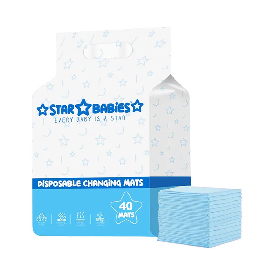 Star Babies - Disposable Changing Mats - Blue - 60x60 cm - 40 Pcs