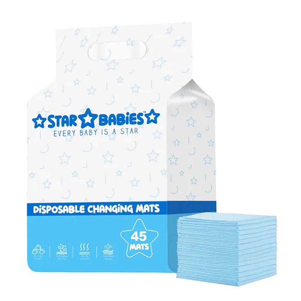 Star Babies - Disposable Changing Mats - Blue - 60x60 cm - 45 Pcs
