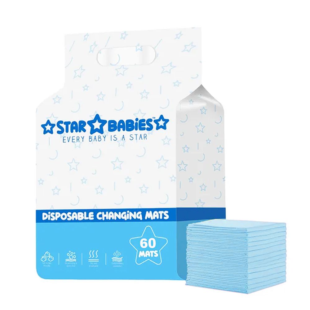 Star Babies - Disposable Changing Mats - Blue - 60x60 cm - 60 Pcs